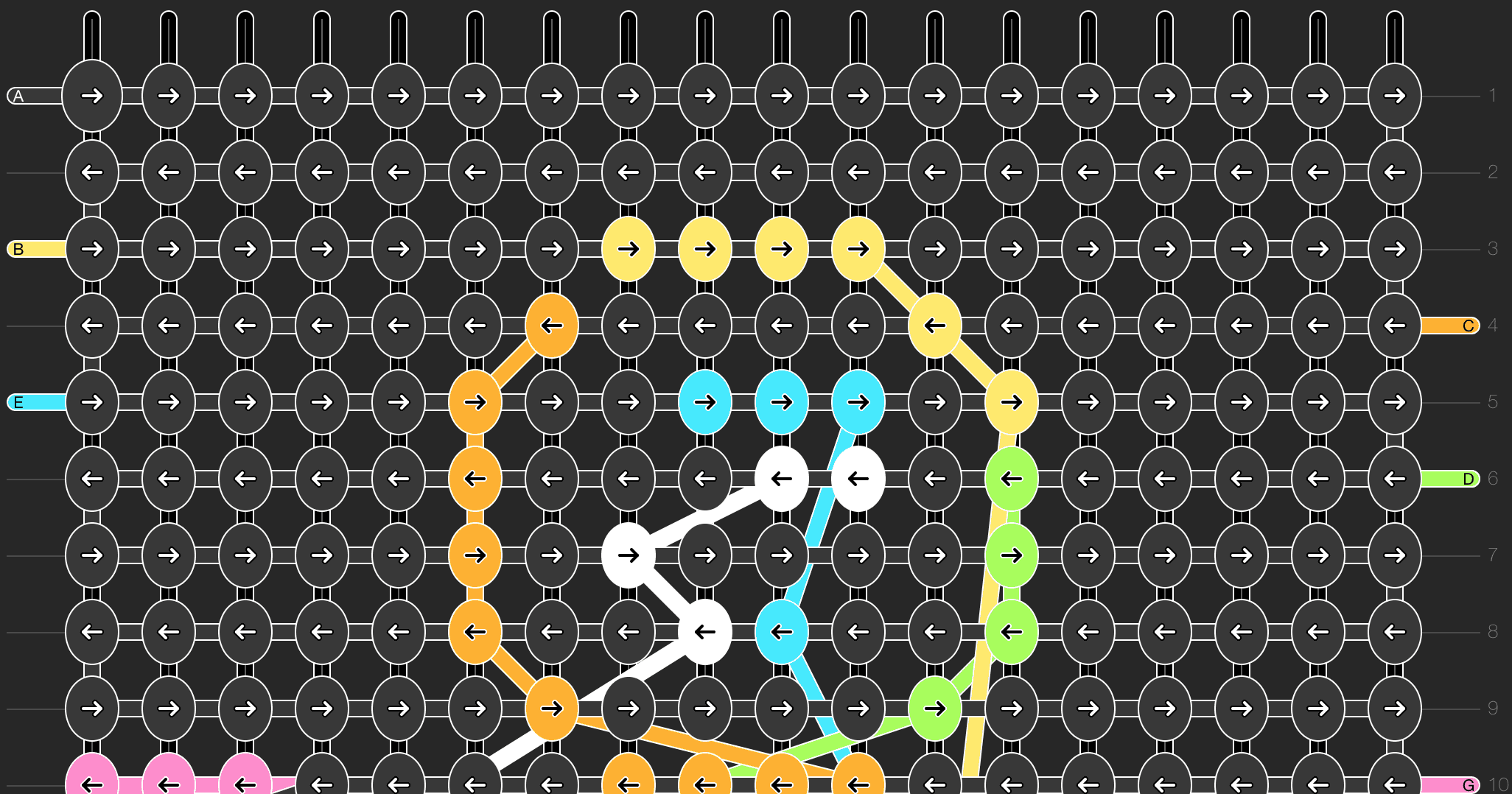 Part of an alpha pattern diagram from braceletbook.